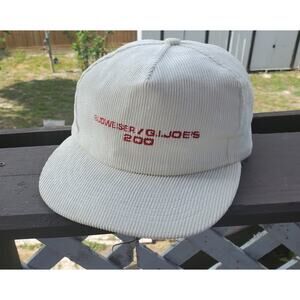 Rare Vintage 90s Budweiser G.I Joe's 200 White Corduroy Hat